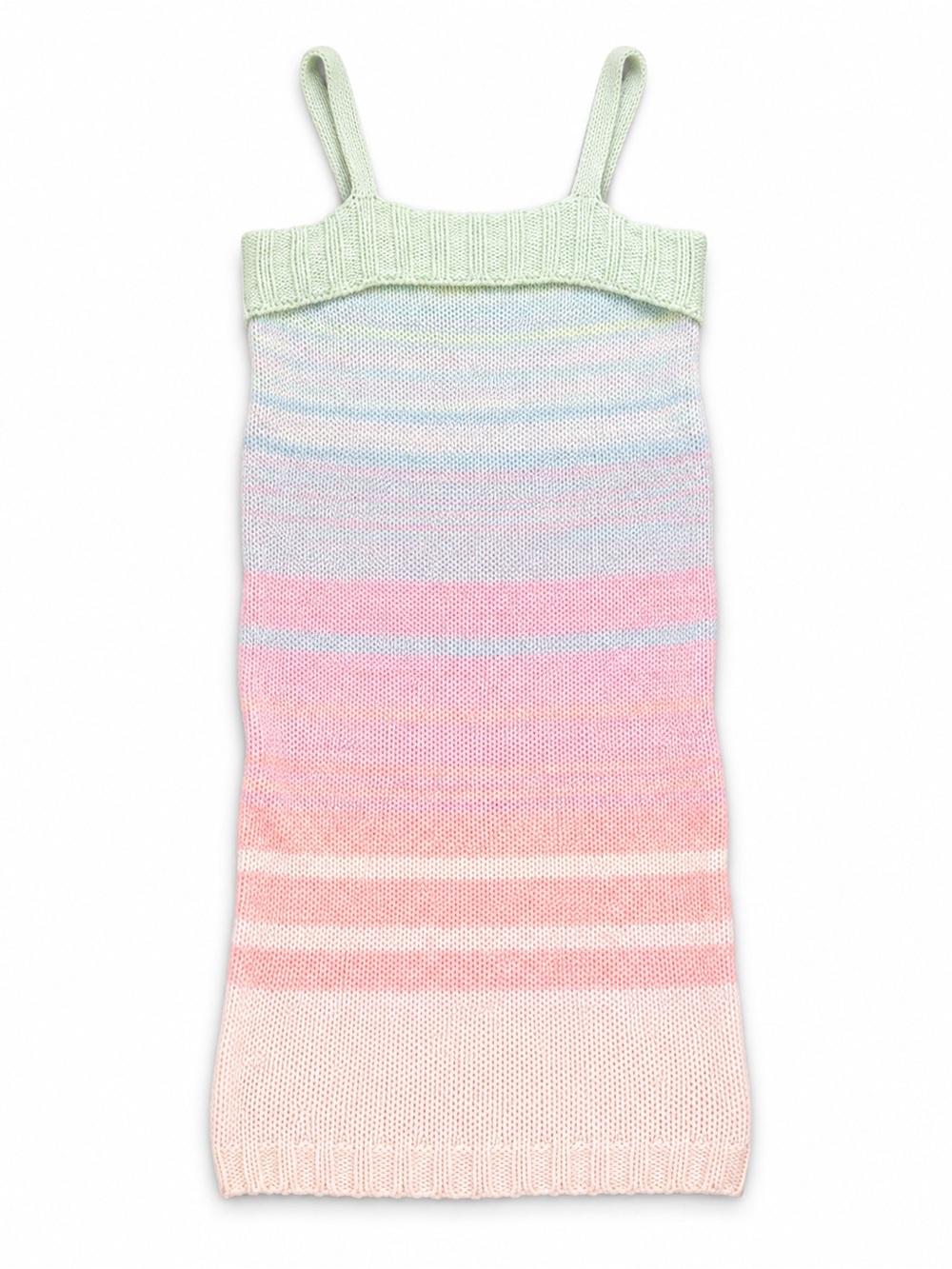 NWT 525 Pastel Rainbow Striped Knit Bodycon Midi Dress Spaghetti Strap
